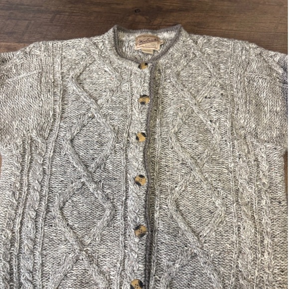 Woolrich Womens XL Gray Cable Knit Cardigan Sweater Rugged Outdoorwear - Picture 13 of 15